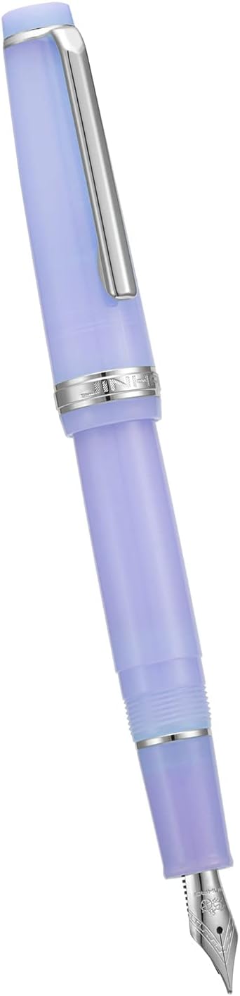 Jinhao 82 Acrylic Fountain Pen, Iridium Fine Nib with Ink Converter, Transparent Purple Classic Design Smooth Writing Pen (Silver Trim)