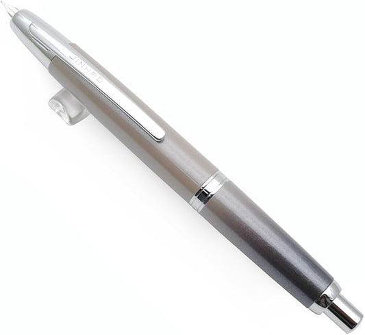 JINHAO 10 Press Fountain Pen, Retractable Metal Pen with Ink Converter (F Nib 0.5mm, Gradient Grey)