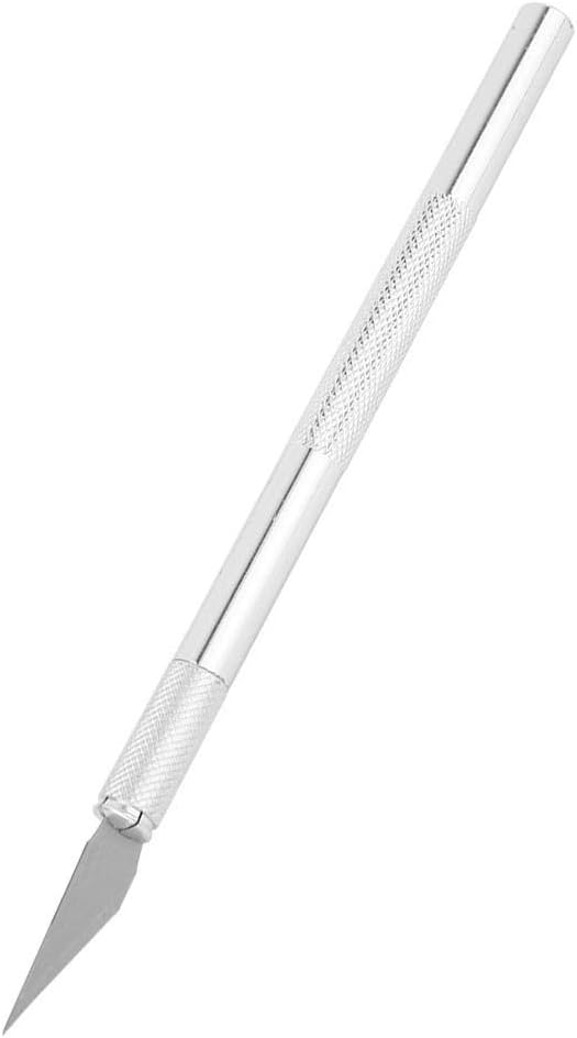 Art Knife, Carving Knife, Nonslip Stainless Steel Precision Knife Hobby Knife Wood Carving Artwork Craft Knife with 5 Spare Blades for Phone Repair, Art, Hobby, Scrapbooking, Stencil (Silver)