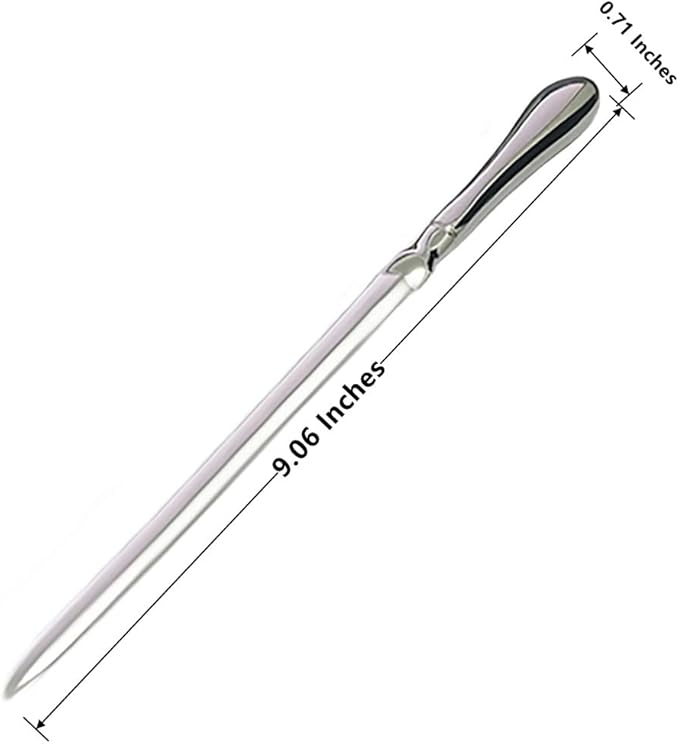 BANCHELLE Letter Opener Envelope Slitter Zinc Alloy Envelope Opener with Black Box (Silver, 9.06 × 0.71 × 0.39 inches), 2 PCS