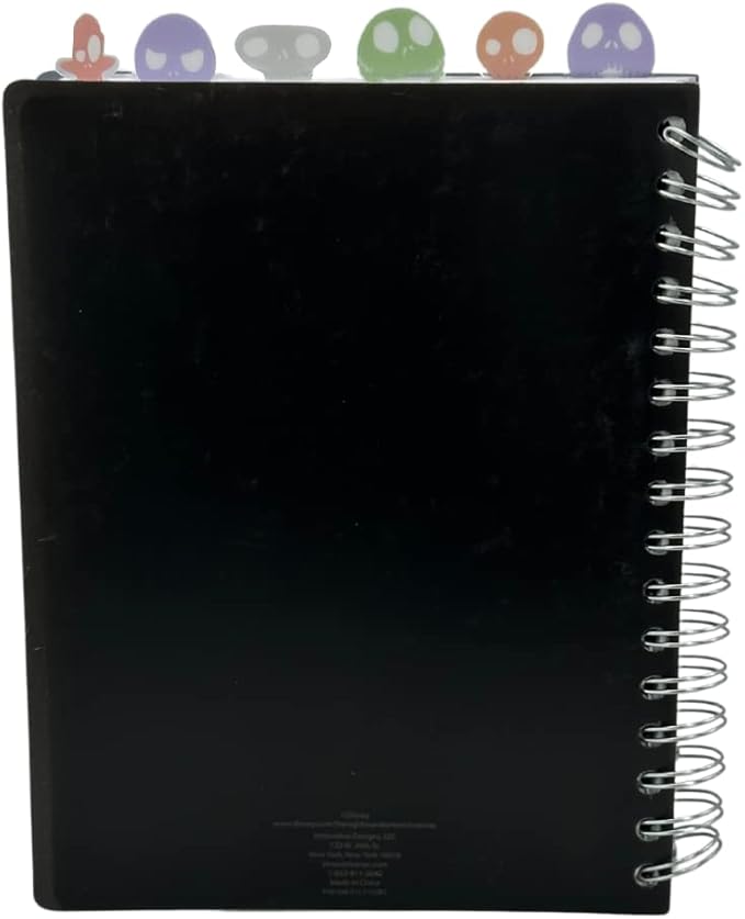 Innovative Designs Nightmare Before Christmas Tab Journal Notebook, Spiral Bound, 144 Lined Pages, 8 x 7 inches, Black