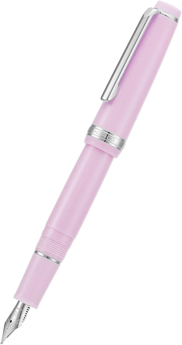 Jinhao 82 Pink Acrylic Fountain Pen, Iridium Medium Nib Classic Design Smooth Writing Pen with Ink Converter (Silver Trim)