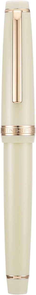 Jinhao 82 Ivory White Acrylic Fountain Pen, Iridium Extra Fine Nib Classic Design Smooth Writing Pen with Ink Converter (Gold Trim)