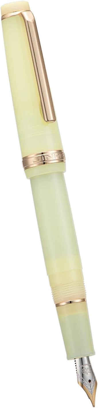 Jinhao 82 Acrylic Fountain Pen, Iridium Medium Nib with Ink Converter, Transparent Yellow Classic Design Smooth Writing Pen (Gold Trim)