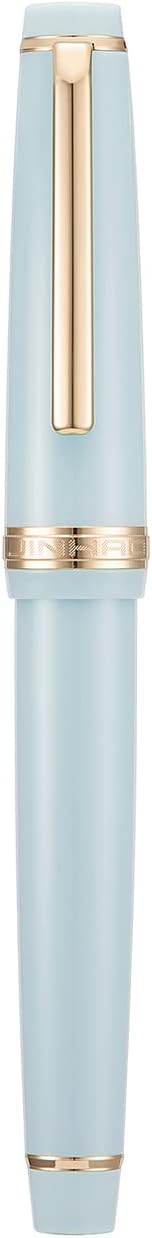 Jinhao 82 Light Blue Acrylic Fountain Pen, Iridium Medium Nib Classic Design Smooth Writing Pen with Ink Converter (Gold Trim)