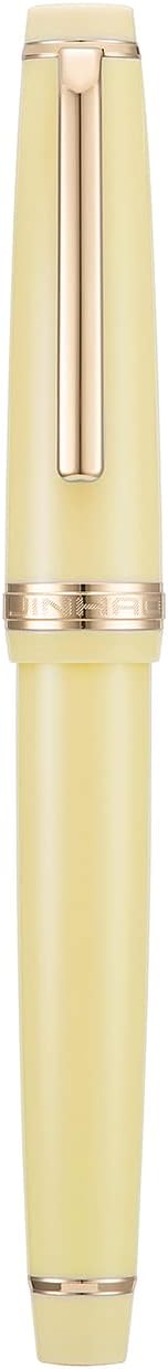 Jinhao 82 Yellow Acrylic Fountain Pen, Iridium Extra Fine Nib Classic Design Smooth Writing Pen with Ink Converter (Gold Trim)