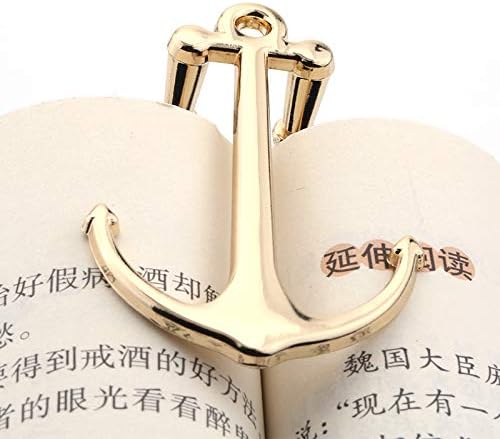 Creative Anchor Bookmark for Reading Hands Free Metal Bookmark Page Holder Book Holder Students Teachers Graduation Gifts School Office Supplies (Golden)