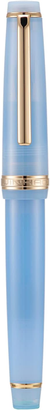 Jinhao 82 Acrylic Fountain Pen, Iridium Medium Nib with Ink Converter, Transparent Light Blue Classic Design Smooth Writing Pen (Gold Trim)