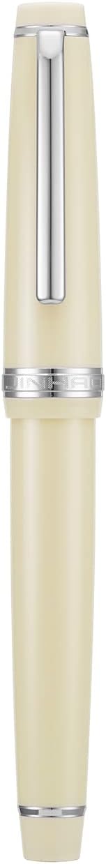 Jinhao 82 Ivory White Acrylic Fountain Pen, Iridium Medium Nib Classic Design Smooth Writing Pen with Ink Converter (Silver Trim)