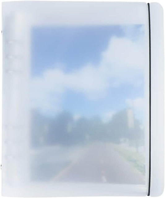 White Frosted PP Kpop Photocard Binder Loose Leaf 6-Ring Wide A5 Photocards Holder with 8 Inch 50 Pockets Photo Pages Transparent Card Sleeve Protectors Page for Photos Cards Album Folder Organizers