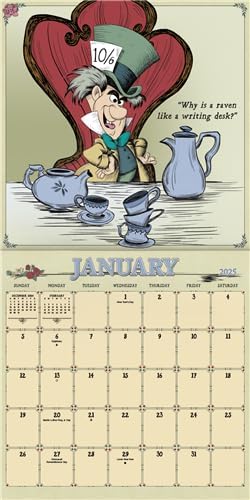 Alice in Wonderland Calendar 2025 - Deluxe 2025 Alice in Wonderland Wall Calendar Bundle with Over 100 Calendar Stickers (Tim Burton Gifts, Office Supplies)