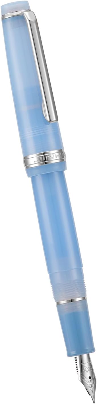 Jinhao 82 Acrylic Fountain Pen, Iridium Fine Nib with Ink Converter, Transparent Light Blue Classic Design Smooth Writing Pen (Silver Trim)
