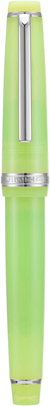 Jinhao 82 Acrylic Fountain Pen, Iridium Bent Nib with Ink Converter, Transparent Green Classic Design Calligraphy Pen (Silver Trim)