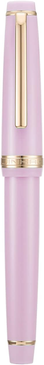 Jinhao 82 Pink Acrylic Fountain Pen, Iridium Extra Fine Nib Classic Design Smooth Writing Pen with Ink Converter (Gold Trim)