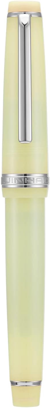 Jinhao 82 Acrylic Fountain Pen, Iridium Extra Fine Nib with Ink Converter, Transparent Yellow Classic Design Smooth Writing Pen (Silver Trim)