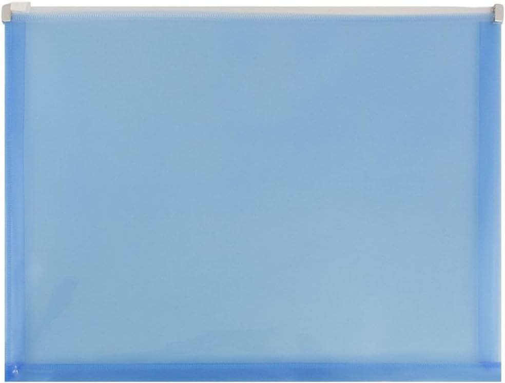 JAM PAPER Plastic Envelopes with Zip Closure - Letter Booklet - 9 3/4 x 13 - Blue - 3/Pack