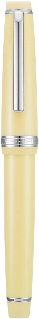 Jinhao 82 Yellow Acrylic Fountain Pen, Iridium Bent Nib Classic Design Smooth Writing Pen with Ink Converter (Silver Trim)