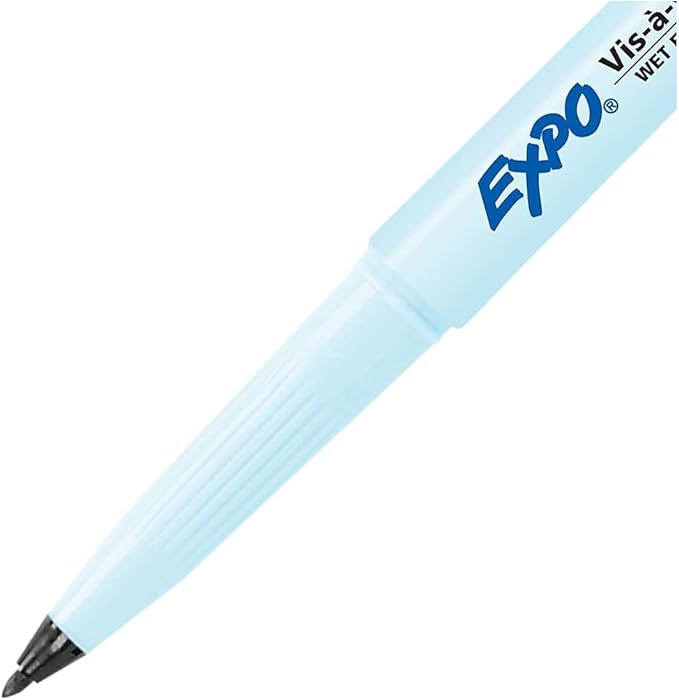 EXPO Wet Erase Markers, Semi-Permanent Markers, Black, Ultra Fine Tip, 12 Count
