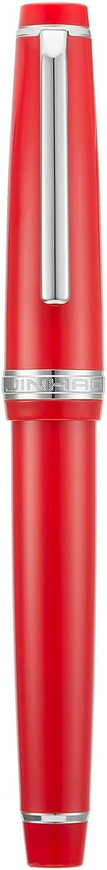 Jinhao 82 Red Acrylic Fountain Pen, Iridium Extra Fine Nib Classic Design Smooth Writing Pen with Ink Converter (Silver Trim)