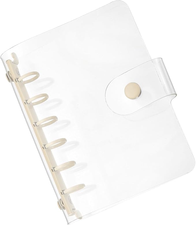 PATIKIL A7 Clear Binder Cover, Soft PVC Loose Leaf Binder Protector Refillable Notebook Shell with Snap Button Closure and 6 Rings for DIY Meeting Notebook Folder, Yellow