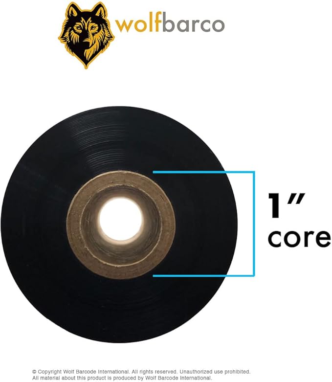 24 Rolls Wolfbarco 5.98" x 1476' (152mm x 450m) Black Premium Resin-Enhanced Wax Thermal Transfer Ribbon Compatible with Zebra,TEC, INTERMEC,Citizen,TSC,GODEX,ARGOX Printers