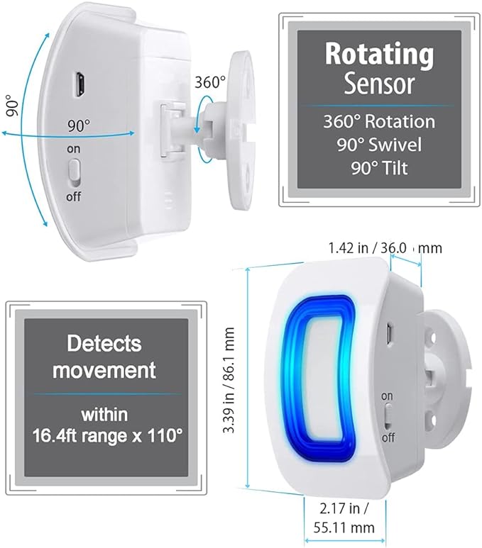 Caregiver Pager Wireless Motion Sensor Alert Room Bed Alarm and Fall Prevention for Elderly Dementia Patients (3 Receiver+2 Monitor Motion)
