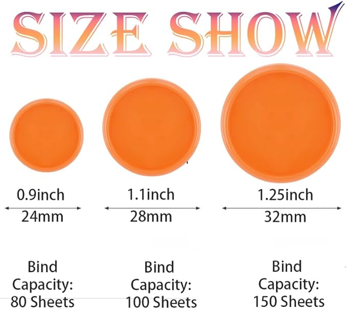 100PCS Discbound Notebook Accessories Expansion Planner Discs Binder Rings Loose-Leaf Plastic Book Binding Disc(Orange,1.1"/28 mm)