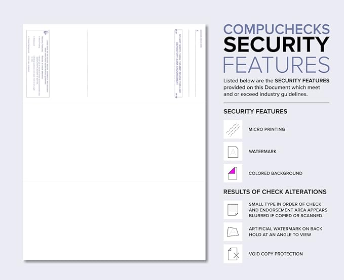 Compuchecks Check on Top Blank Check Paper - 1000 Pack, Quick-Books & Laser Printer Compatible - Security Business Checks with Voucher - 8.5" x 11" Blue Diamond
