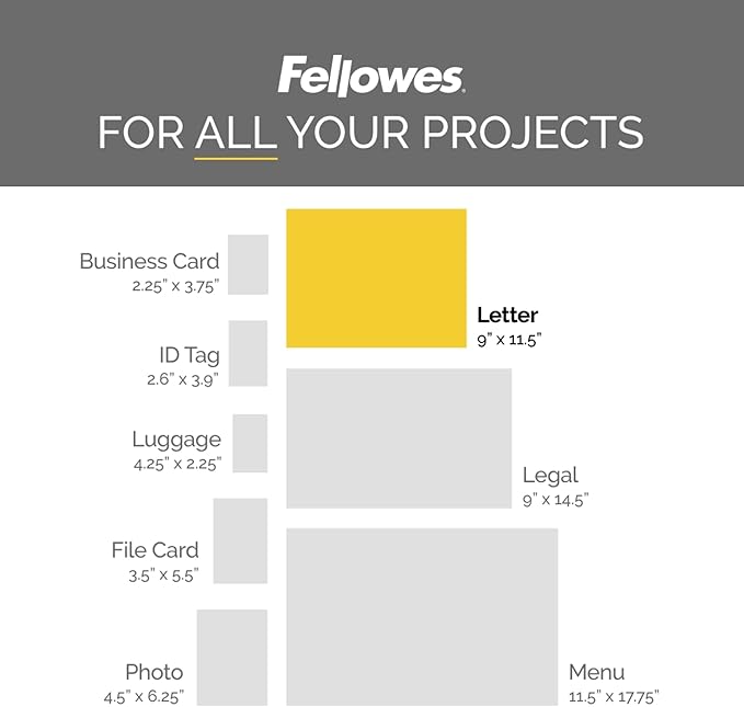 Fellowes Thermal Laminating Pouches/Sheets, Letter Size 9 x 11.5-Inches, 3 mil, 100 Pack (5743301)