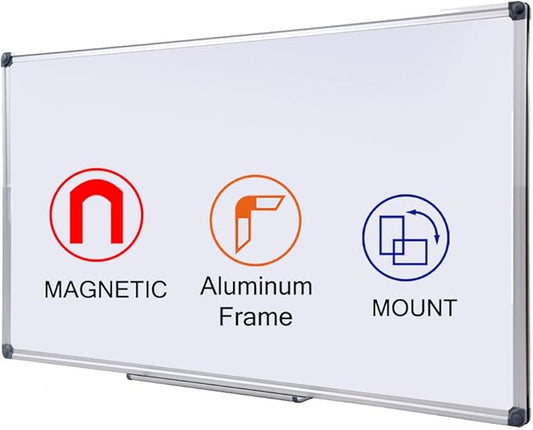 48 x 24-in Magnetic Dry Erase Board with Pen Tray| Aluminum Frame Portable Wall Large Whiteboard Message Presentation Board for Office & Classroom