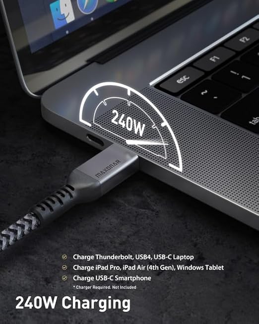Maxonar [2 Pack 3.3FT] Thunderbolt 4 Cable, 240W Thunderbolt Cable 40Gbps Sync 8K/5K@60Hz Display and for Thunderbolt 4, Thunderbolt 3, USB4, and USB-C Devices