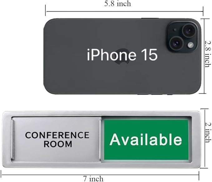 Conference Room In Use/Available Sign, Vacant Occupied Door Sign for Home Office Restroom,Non-Scratch Magnetic Privacy Slider Door Signs Tells Whether Room Vacant or Occupied, Silver, 7'' x 2''