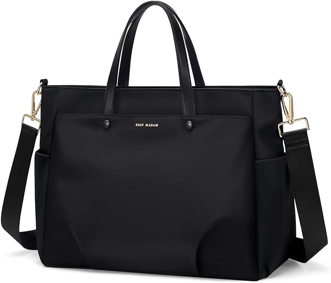 Laptop Shoulder Bag 14 Inch, Computer Shoulder Bag Large Work Tote Bag for Women, Laptop Carrying Case Stylish Handbag for Business Travel (Black)
