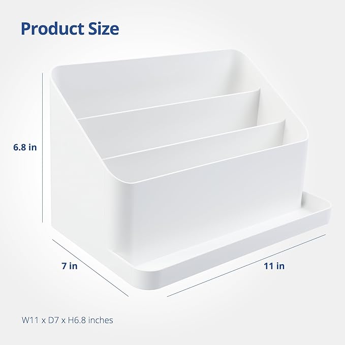 BLUE GINKGO Desk Organizer – Korean-Made Office Storage for Pens, Notes, Mail, and Supplies (White)