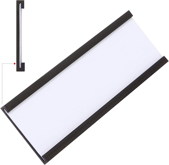 C Channel Magentic Label Holders 1x3 Inches with Paper Inserts and Clear Plastic Protectors, Pack of 30, Magnetic Data Card Holders File Cabinet Labels