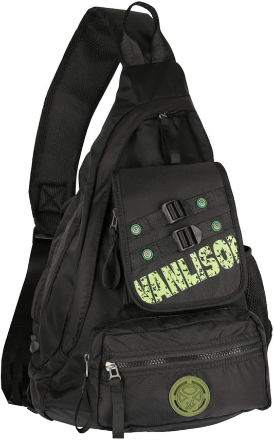 Larswon Sling Bag with USB Charging Port, Sling Backpack USB, Shoulder Backpack, Large Crossbody Bag, Chest Bag Large Black
