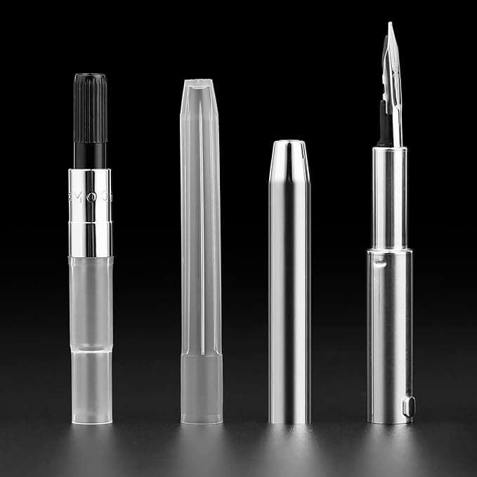 Majohn A2 Press Fountain Pen Extra Fine Nib with Box, Retractable Green Resin Ink Pen with Converter Writing Set (Black Clip Version）