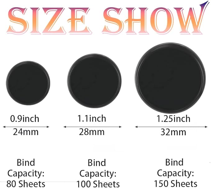 100PCS Discbound Notebook Accessories Expansion Planner Discs Binder Rings Loose-Leaf Plastic Book Binding Disc(Black,1.25"(32 mm)