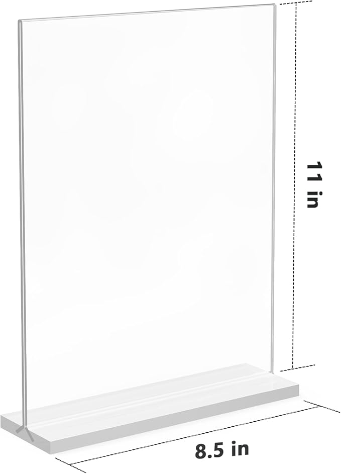 MaxGear 8.5x11 Acrylic Sign Holder 3 Pack, Clear Table Menu Display Stand Plastic Document Paper Holder Double Sided Flyer Holder T Shape Sign Frame for Store, Restaurant, Hotels, Office