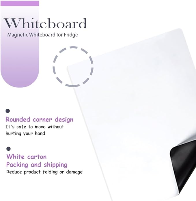 Magnetic Dry Erase Board Sheet for Fridge 4 PCS, 12"X8" Erasable Refrigerator Small Magnet WhiteBoard, Include 1 Eraser, 6 Markers