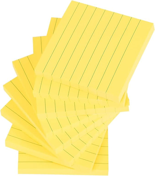 Vanpad Lined Sticky Notes 3x3 Inches, Bright Orange Ruled Self-Stick Pads, Easy to Post for Home, Office, Notebook, 8 Pads/Pack