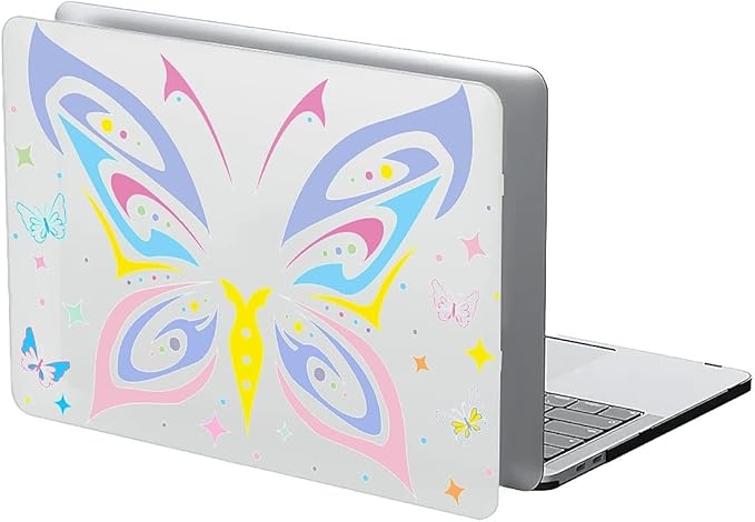 Compatible with MacBook Air 13.6 Inch Case 2024 2023 2022 Release Model A3113 M3 A2681 M2, Colorful Butterfly Hard Plastic Shell Cover Case