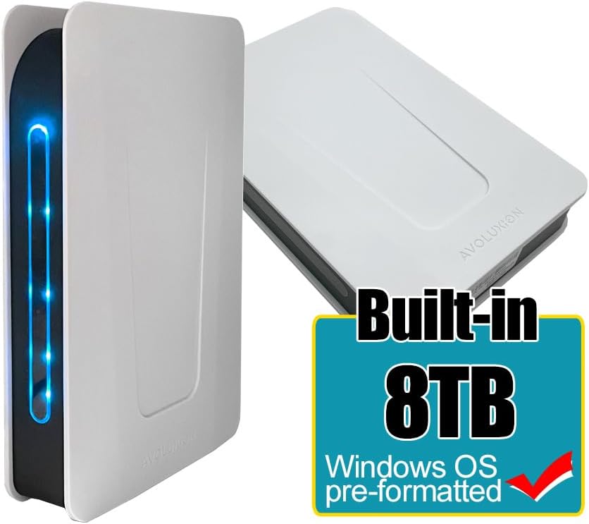 Avolusion PRO-T5 Series USB 3.0 External Hard Drive for WindowsOS Desktop PC/Laptop (White) - 2 Year Warranty (8TB) (Renewed)