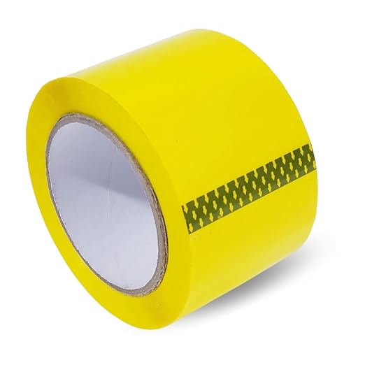 Heavy Duty Packaging Color Tape for Shipping,Packing and Moving 3" Wide x 2.0 Mil Thick -110 Yrd Roll -Acrylic Adhesive Tape for Box Sealing. (4 Rolls, Yellow, 3" Wide x 110 yds)