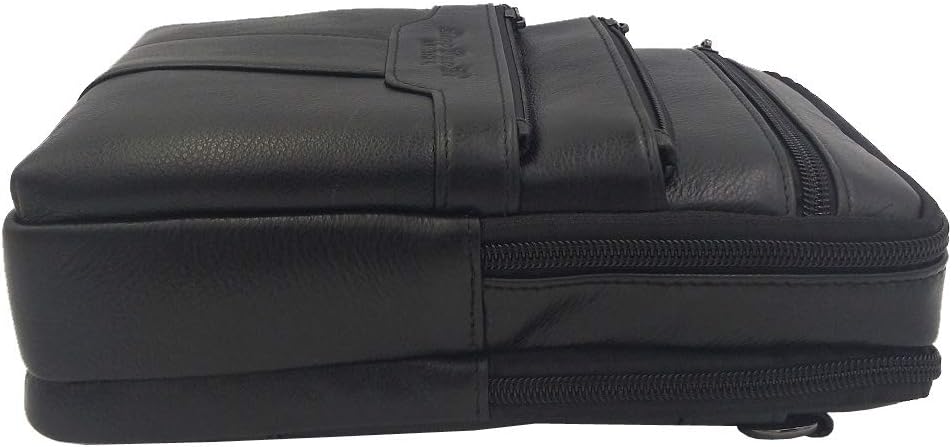 Hebetag Small Leather Sling Shoulder Bag Messenger Pack for Men Women Outdoor Travel Business