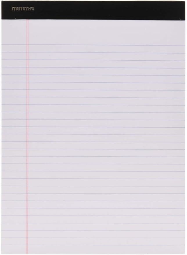 Mintra Office Legal Pads, ((Basic 6pk - (Pastel Version #2), 8.5in x 11in, Wide Ruled)), 50 Sheets per Notepad, Micro perforated Writing Pad, Notebook Paper for School, College, Office, Work
