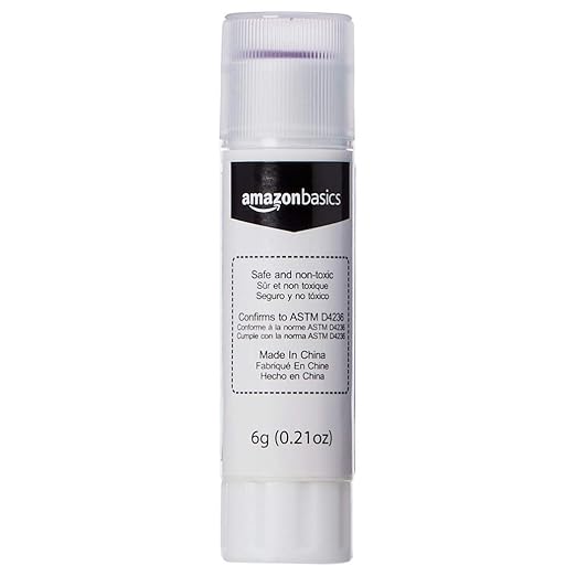 Amazon Basics Purple Washable School Glue Sticks, Dries Clear, 0.21 oz Stick, 4-Pack