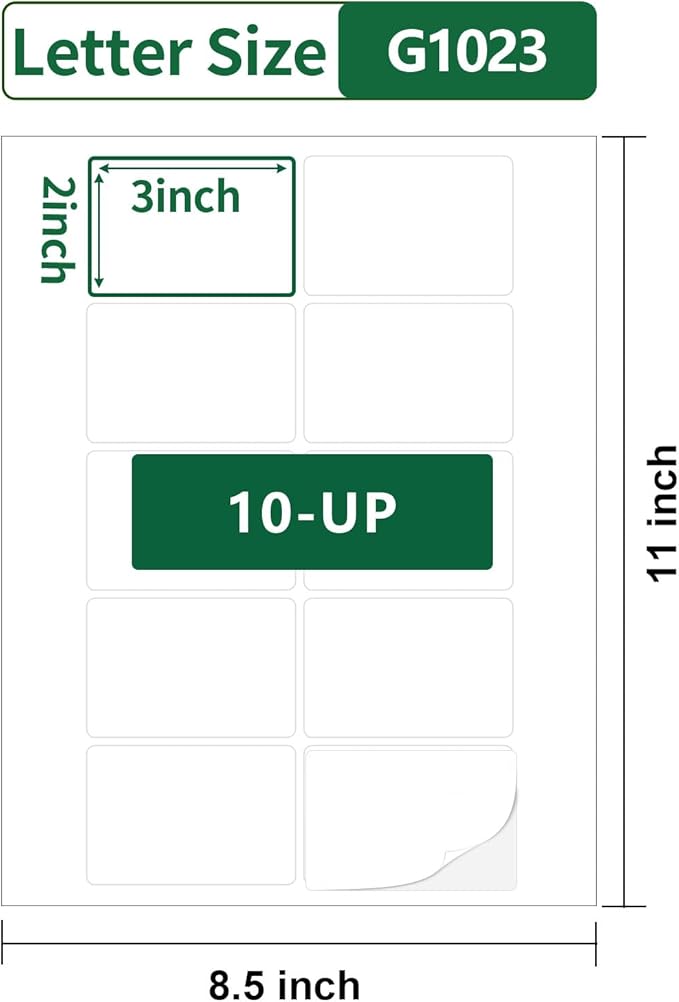 2"×3" Labels Printable White Matte,40 Sheets,10-UP,3×2 Stickers for Laser/Inkjet Printers,3"×2" Product &Shipping Labels,US Letter Size