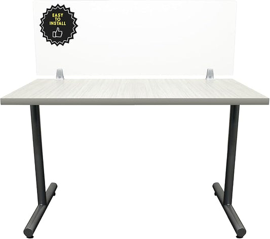 Obex Clear Acrylic Desk Mounted Privacy Panel, 18", Aluminum