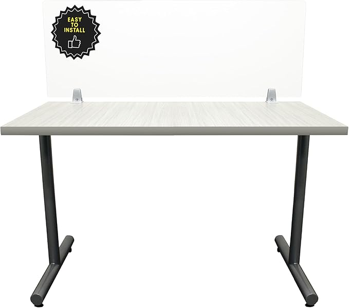 Obex Clear Acrylic Desk Mounted Privacy Panel, 12", Aluminum